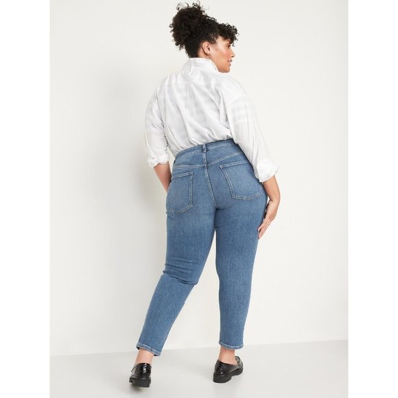 Old Navy Jeans High Rise Curvy OG Straight Button Fly Distressed - Picture 2 of 10